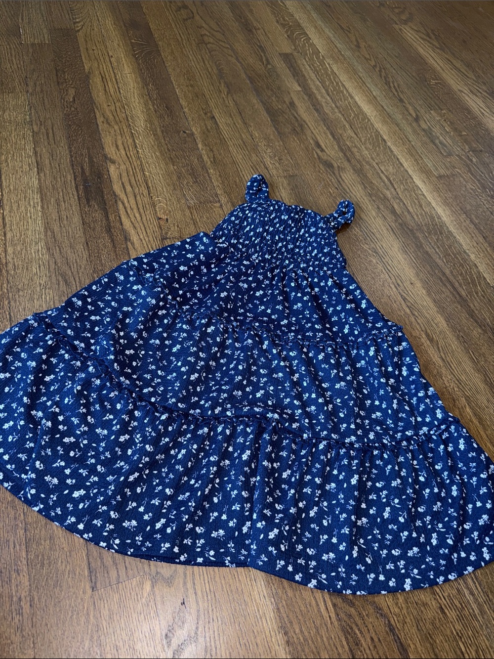 Zara Girls' Navy Blue Floral Tiered Sundress